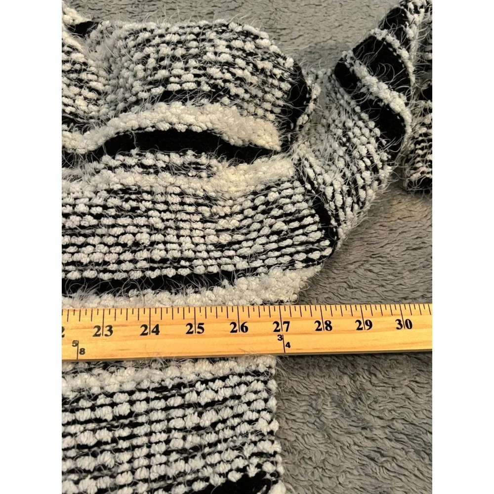 Calvin Klein Sweater Womens L/XL Cowl Neck Poncho Shawl Black White Buckle Heavy